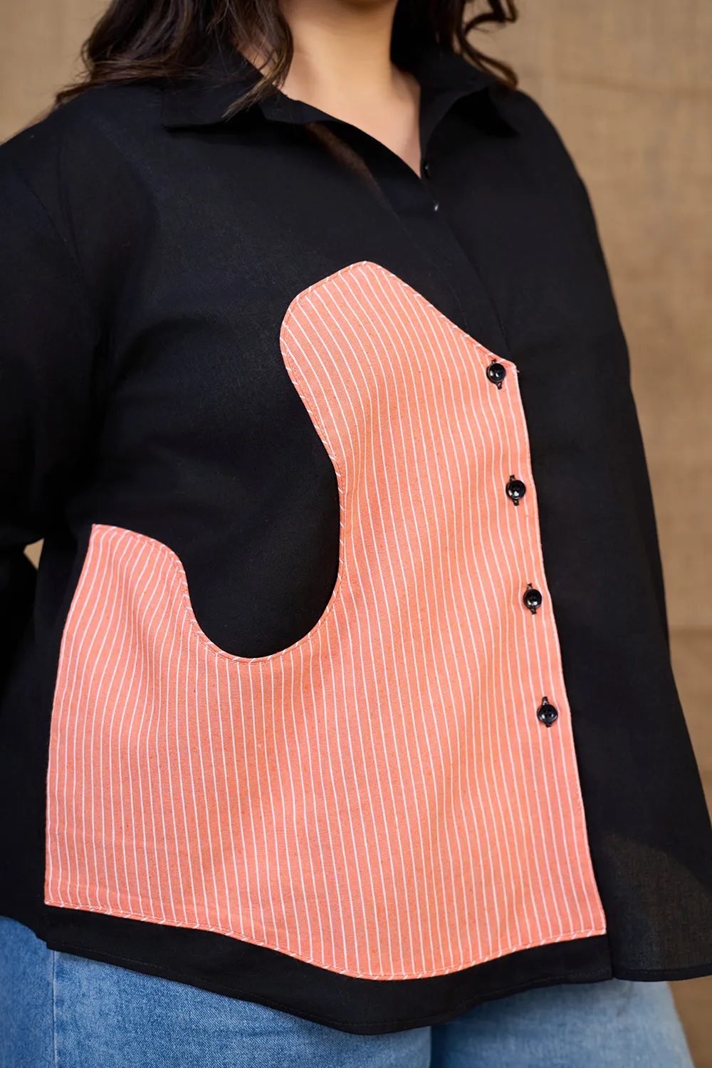 Classic ladies' black cotton shirt
