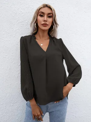 Confidently Stylish Long Sleeve Black Blouse