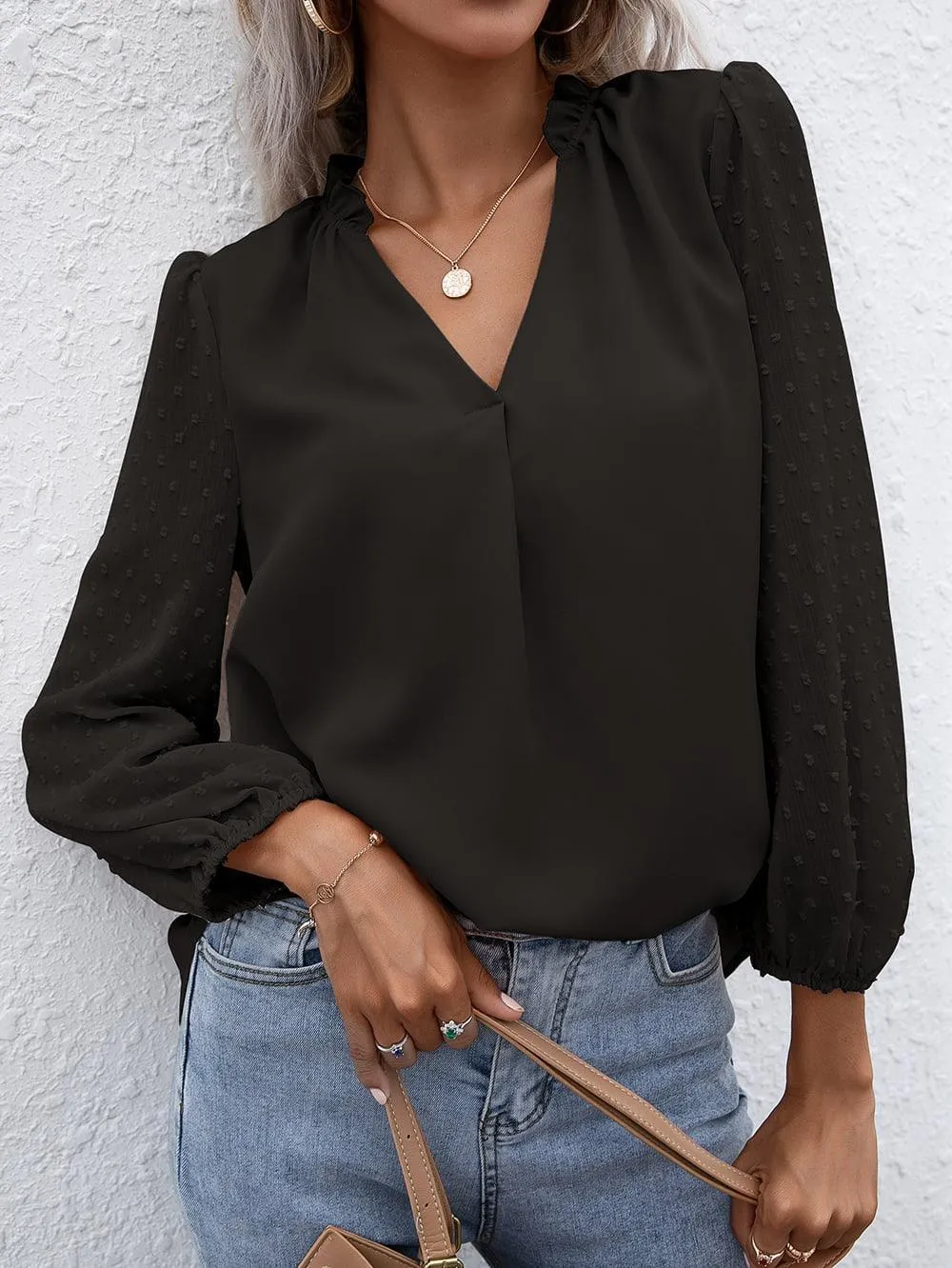 Confidently Stylish Long Sleeve Black Blouse
