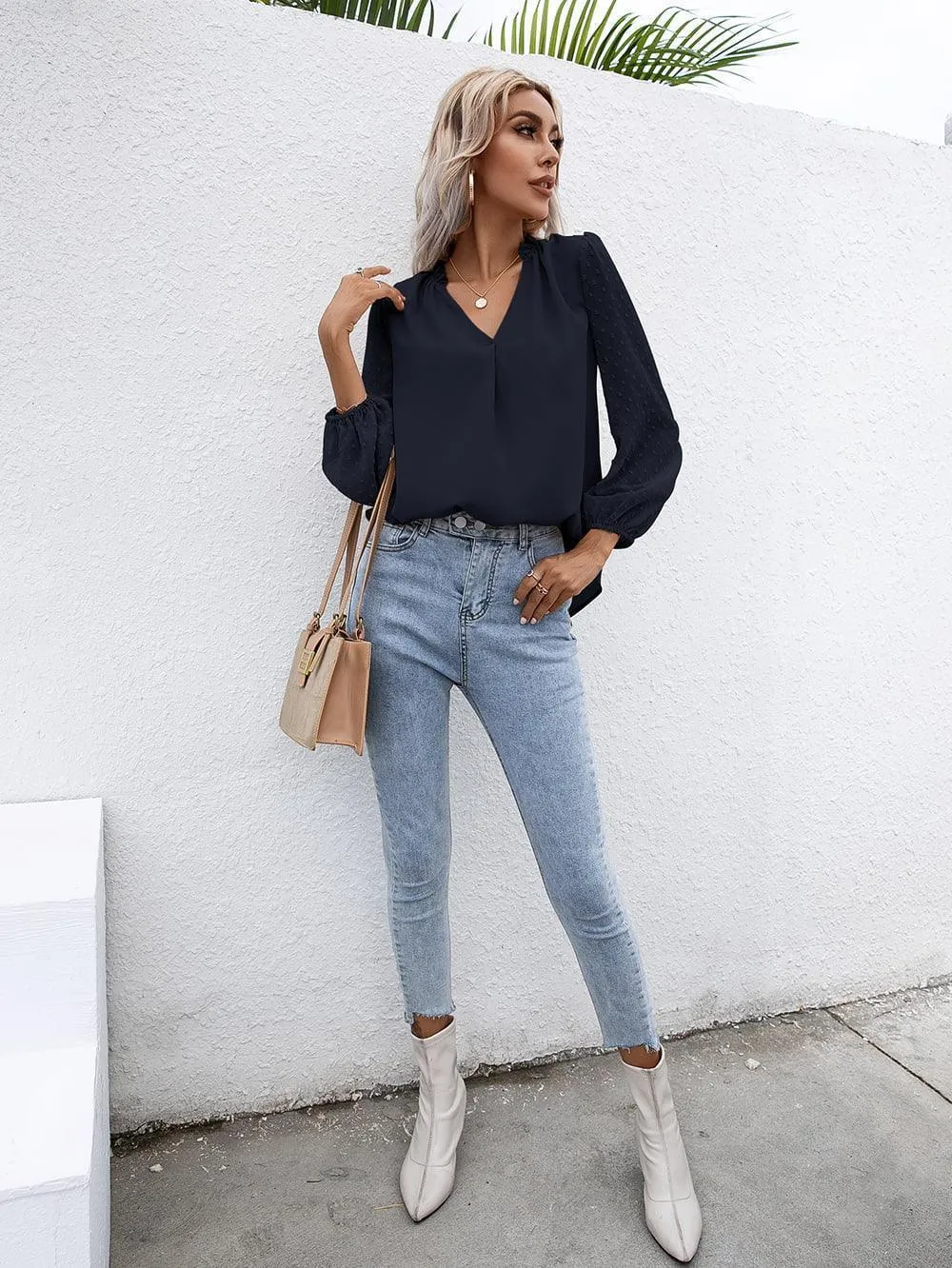 Confidently Stylish Long Sleeve Black Blouse
