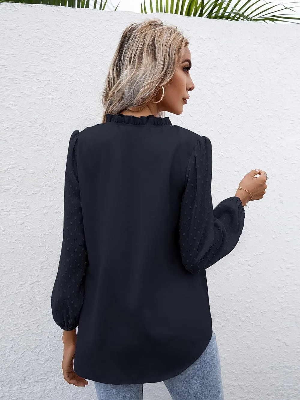 Confidently Stylish Long Sleeve Black Blouse