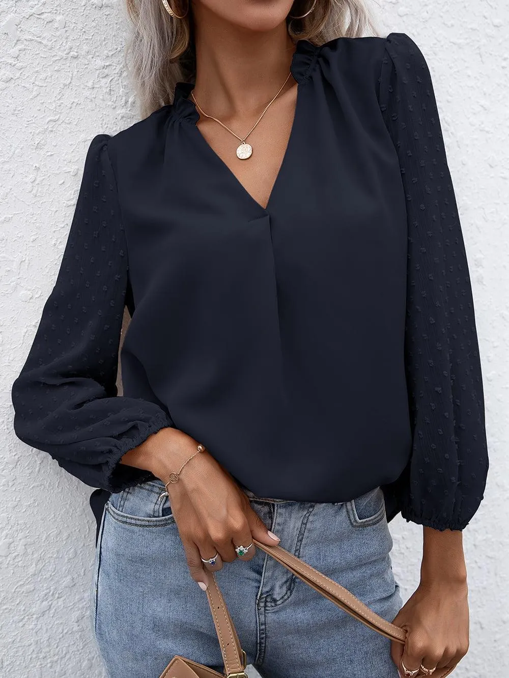 Confidently Stylish Long Sleeve Black Blouse