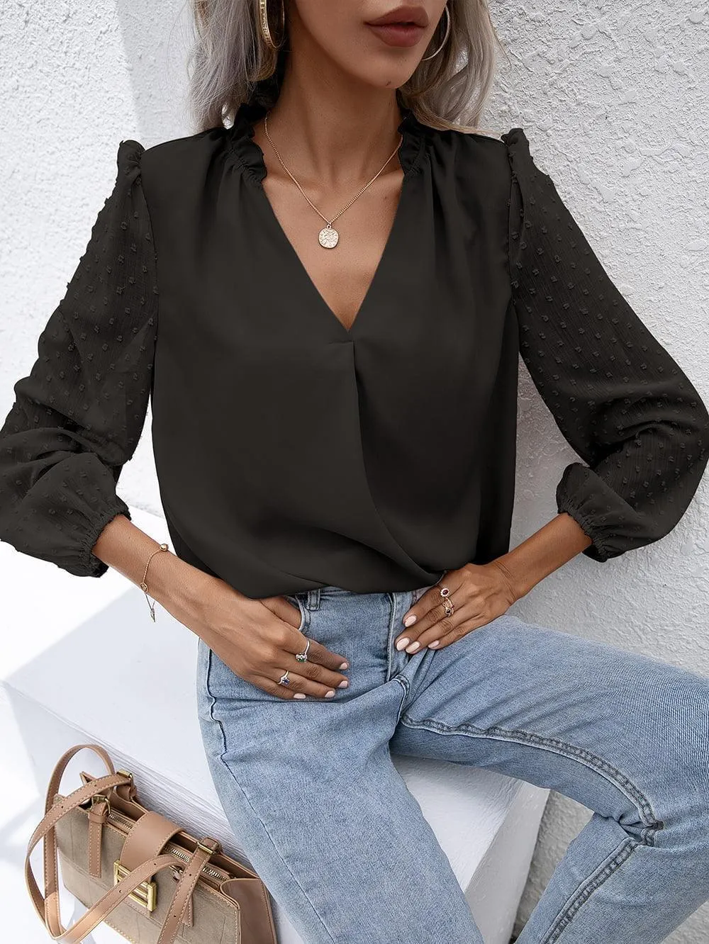 Confidently Stylish Long Sleeve Black Blouse