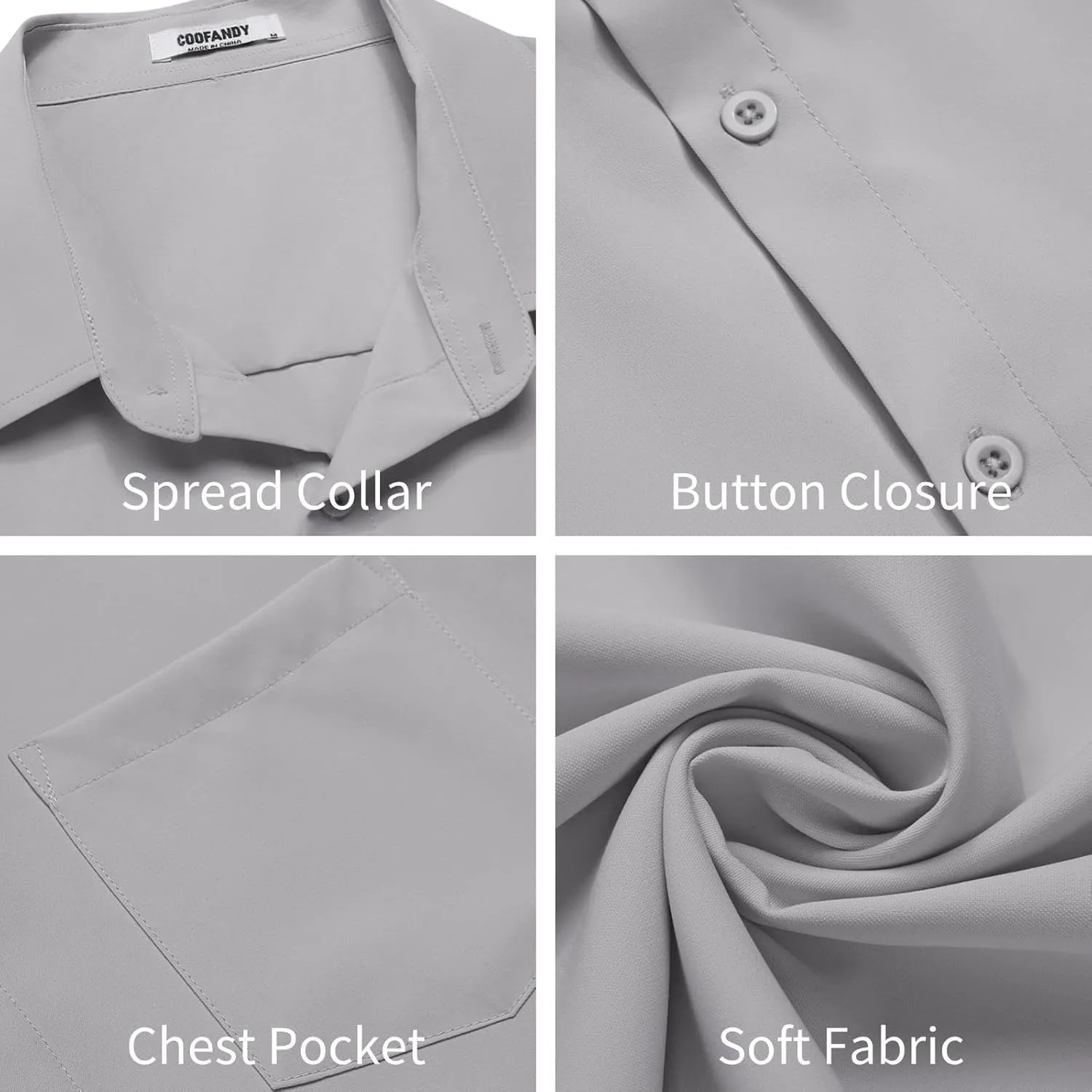 COOFANDY Mens Button Down Shirts Short Sleeve Stain Shield Dress Shirts Business Casual Shirt with Pocket