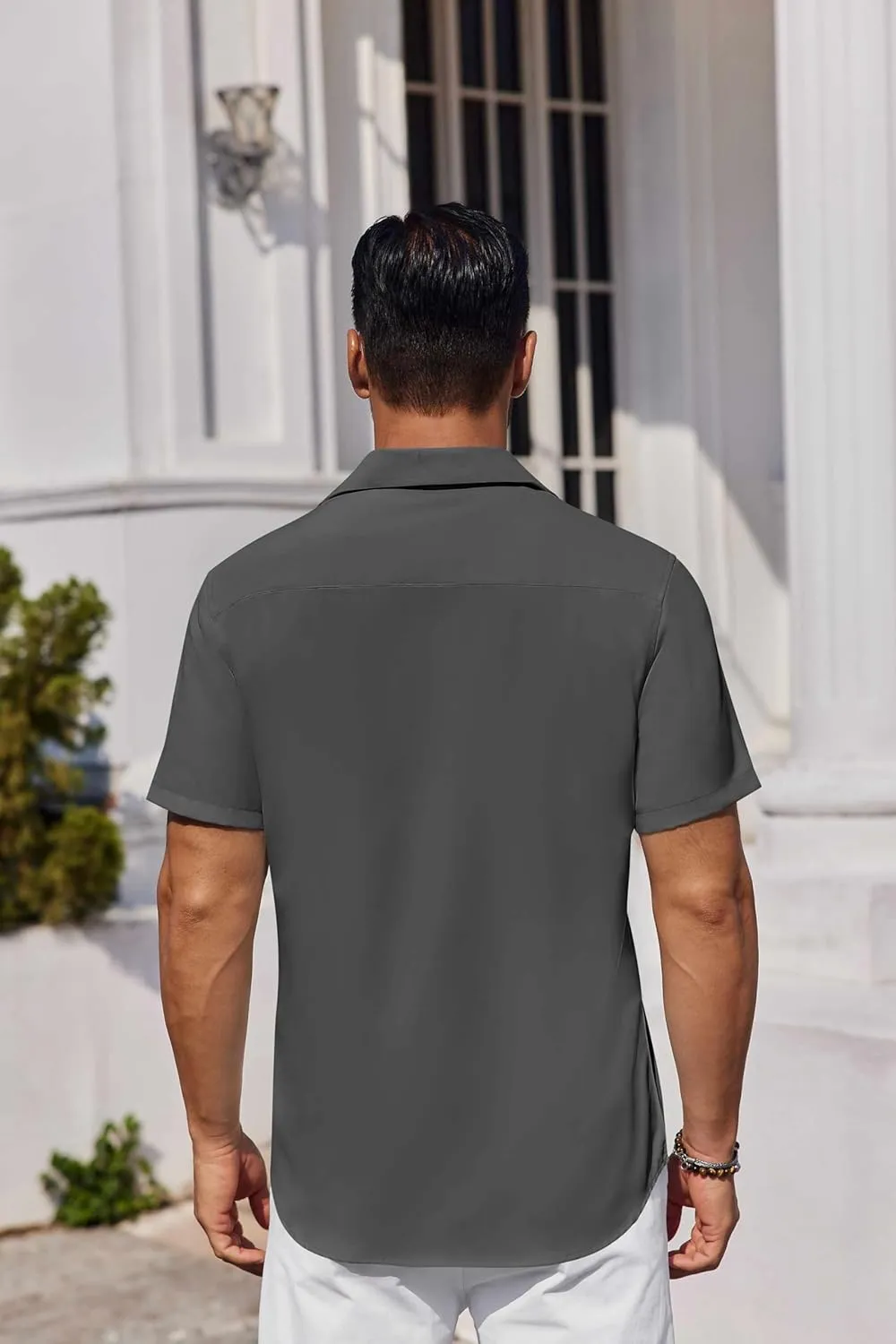 COOFANDY Mens Button Down Shirts Short Sleeve Stain Shield Dress Shirts Business Casual Shirt with Pocket