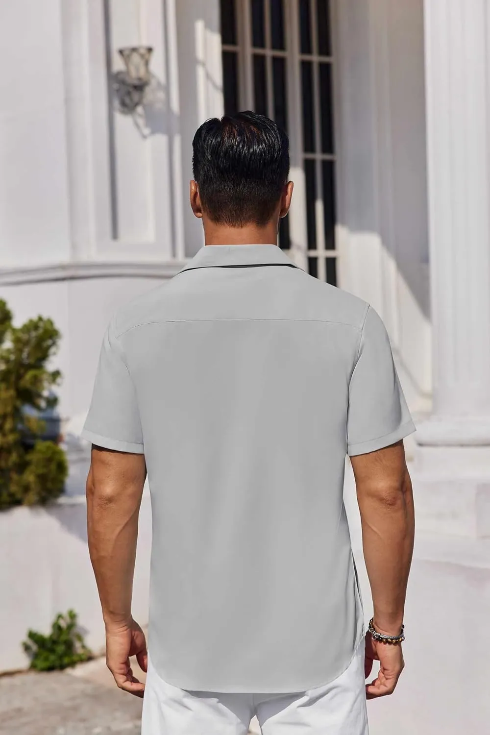 COOFANDY Mens Button Down Shirts Short Sleeve Stain Shield Dress Shirts Business Casual Shirt with Pocket