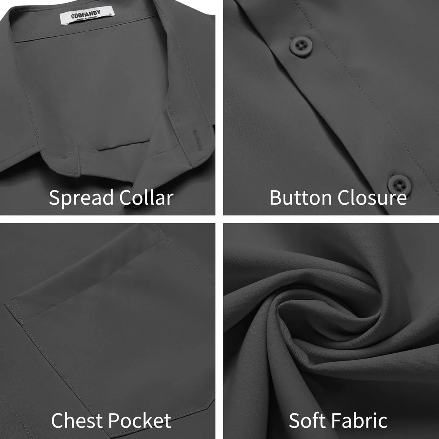 COOFANDY Mens Button Down Shirts Short Sleeve Stain Shield Dress Shirts Business Casual Shirt with Pocket