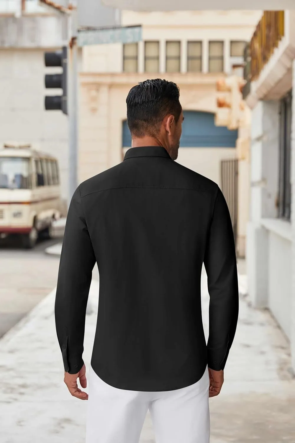 COOFANDY Men's Long Sleeve Button Down Shirts Casual Untucked Dress Shirt Beach Wedding Shirts