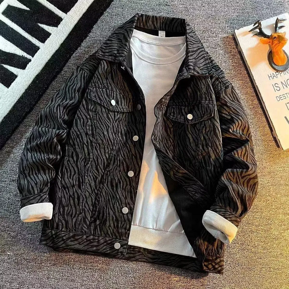 Corduroy Stitching Denim Baggy Coat