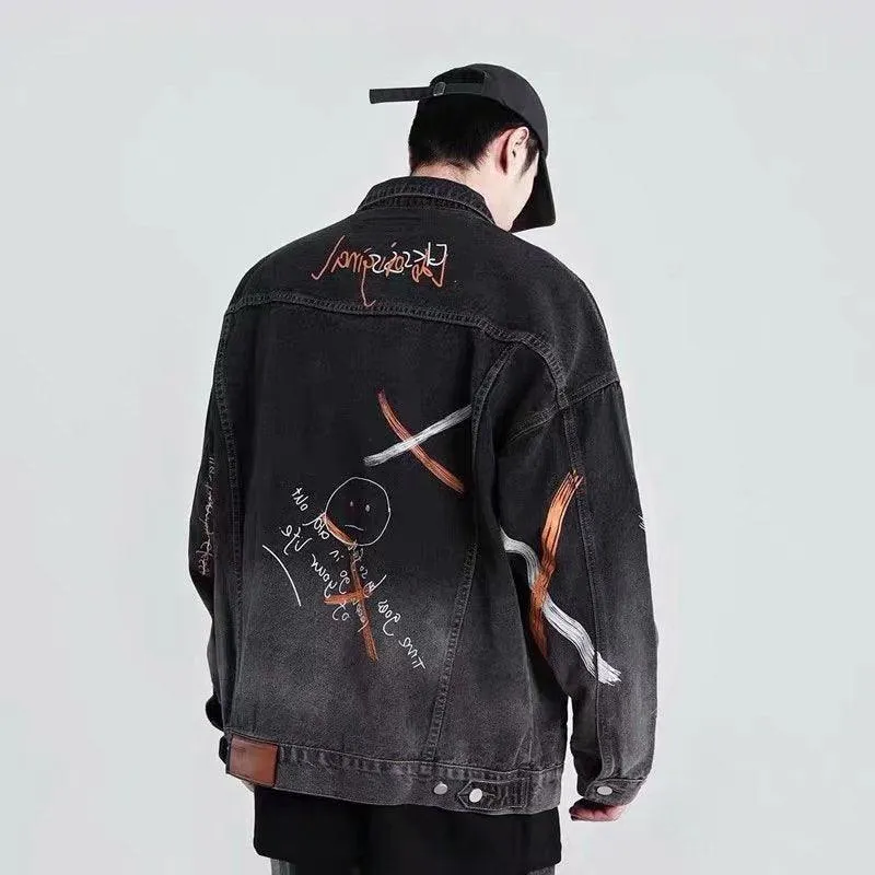 Corduroy Stitching Denim Baggy Coat