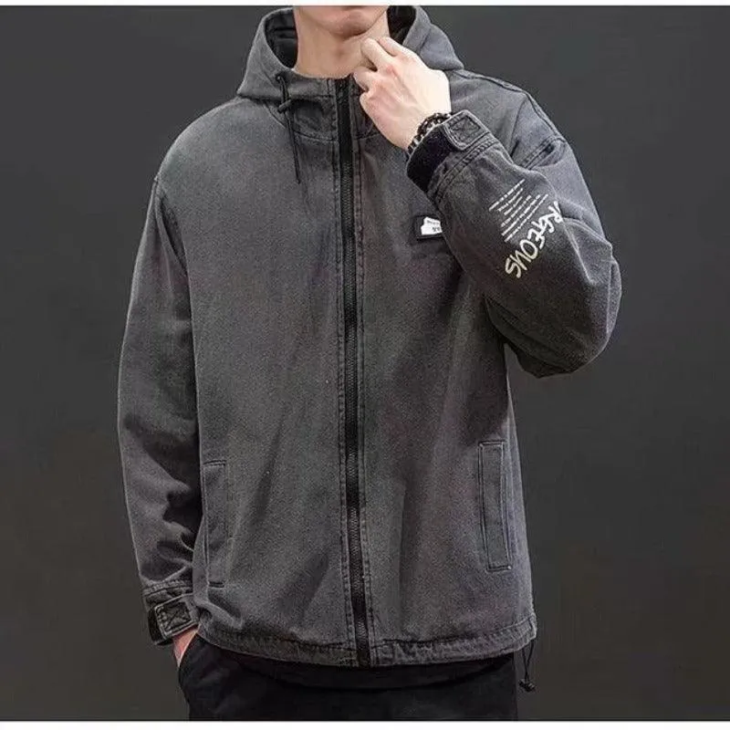 Corduroy Stitching Denim Baggy Coat