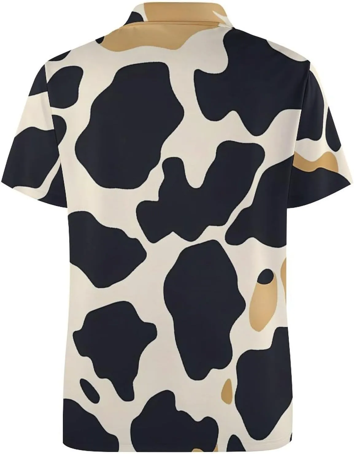 Cow Pattern Slim Fit Men's Short Sleeve Polo Shirts Quick-Dry Breathable Golf T-Shirt Tops