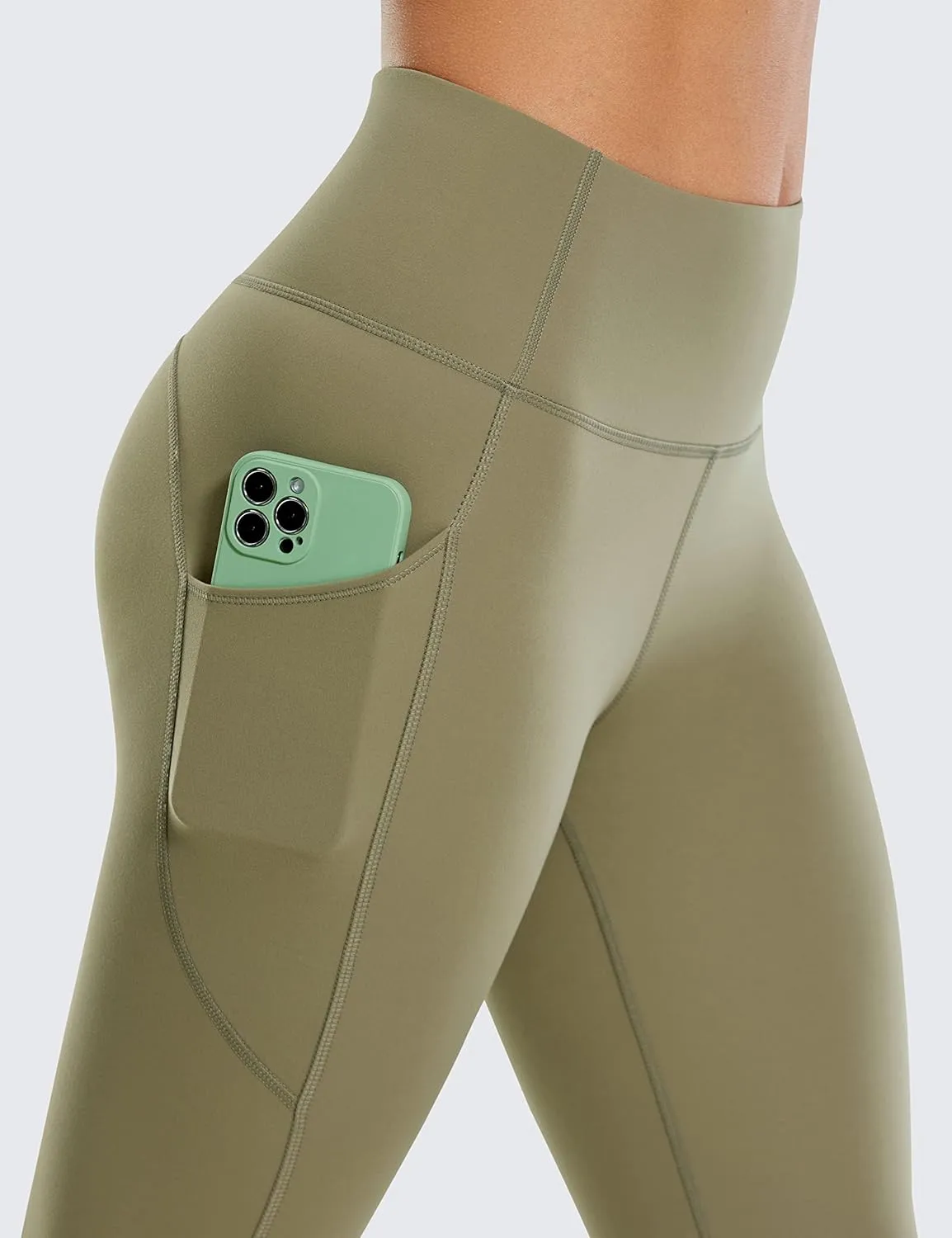 CRZ YOGA Womens Brushed Naked Feeling Workout Leggings 25" - High Waisted Gym Athletic Tummy Control Yoga Pants with Pockets