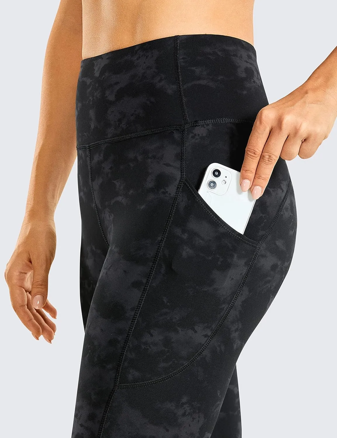 CRZ YOGA Womens Brushed Naked Feeling Workout Leggings 25" - High Waisted Gym Athletic Tummy Control Yoga Pants with Pockets