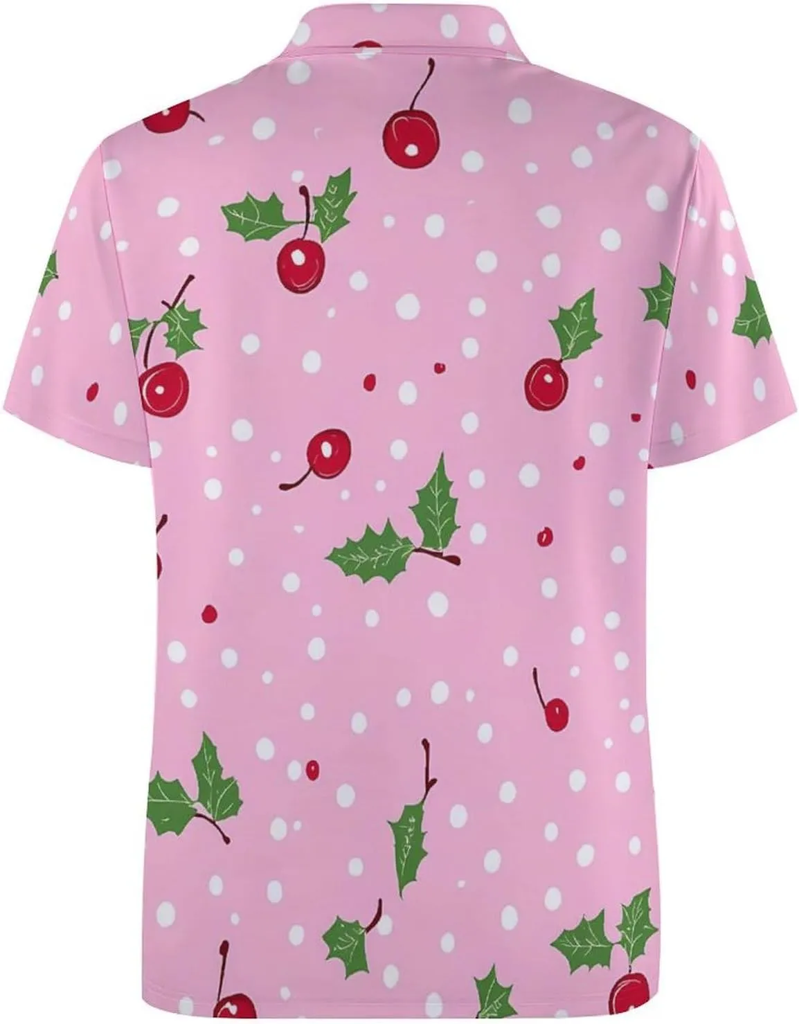 Cute Cherry Pattern Slim Fit Men's Short Sleeve Polo Shirts Quick-Dry Breathable Golf T-Shirt Tops