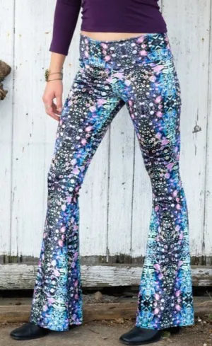 Cyan Liquid Light Velvet Bell Bottoms Warrior Within
