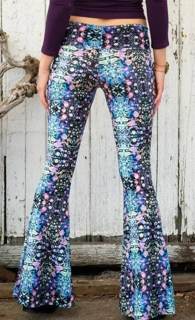 Cyan Liquid Light Velvet Bell Bottoms Warrior Within