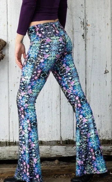 Cyan Liquid Light Velvet Bell Bottoms Warrior Within