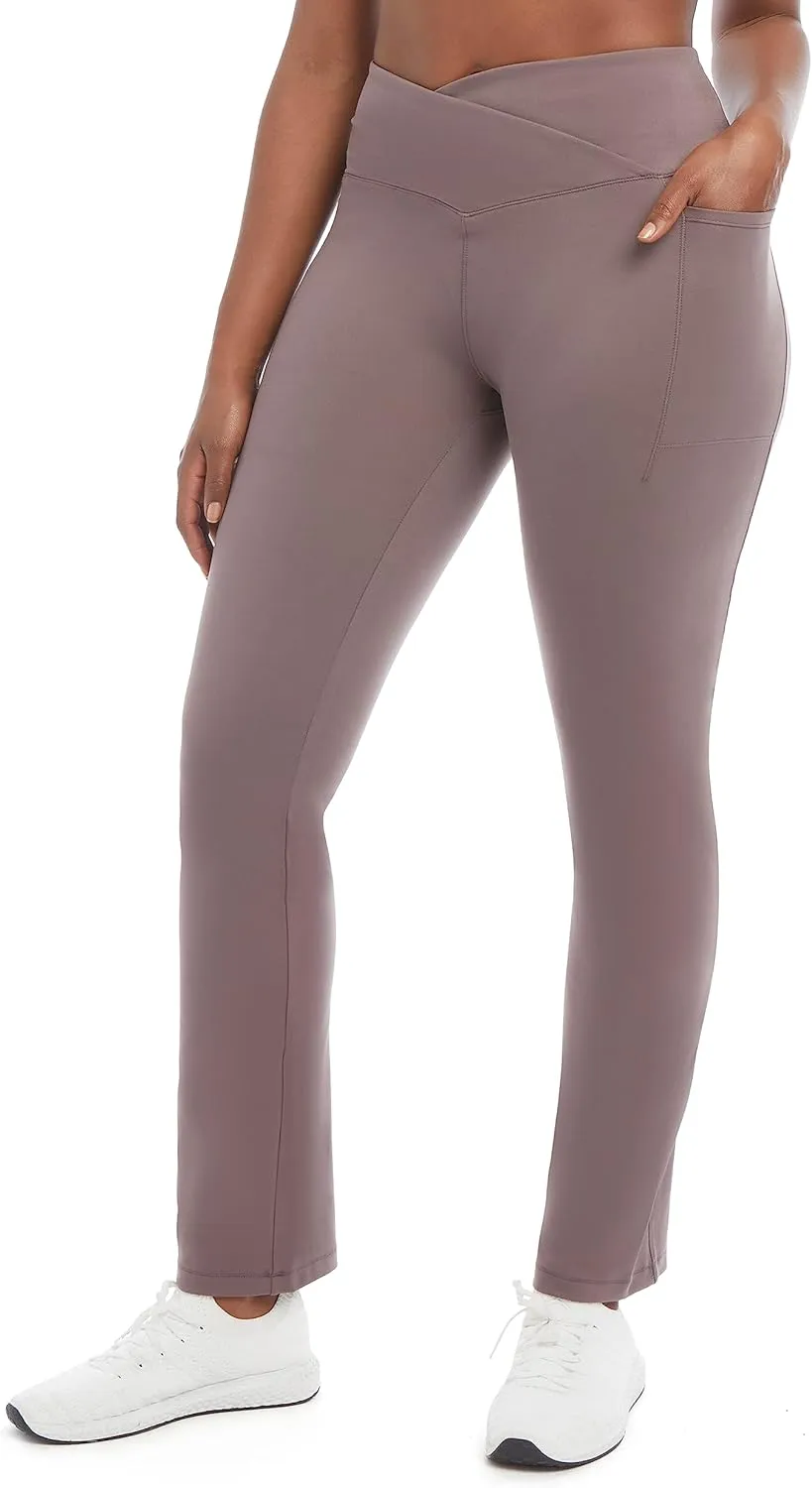 Danskin Women's Studio Cross Waist Flare Yoga Pant