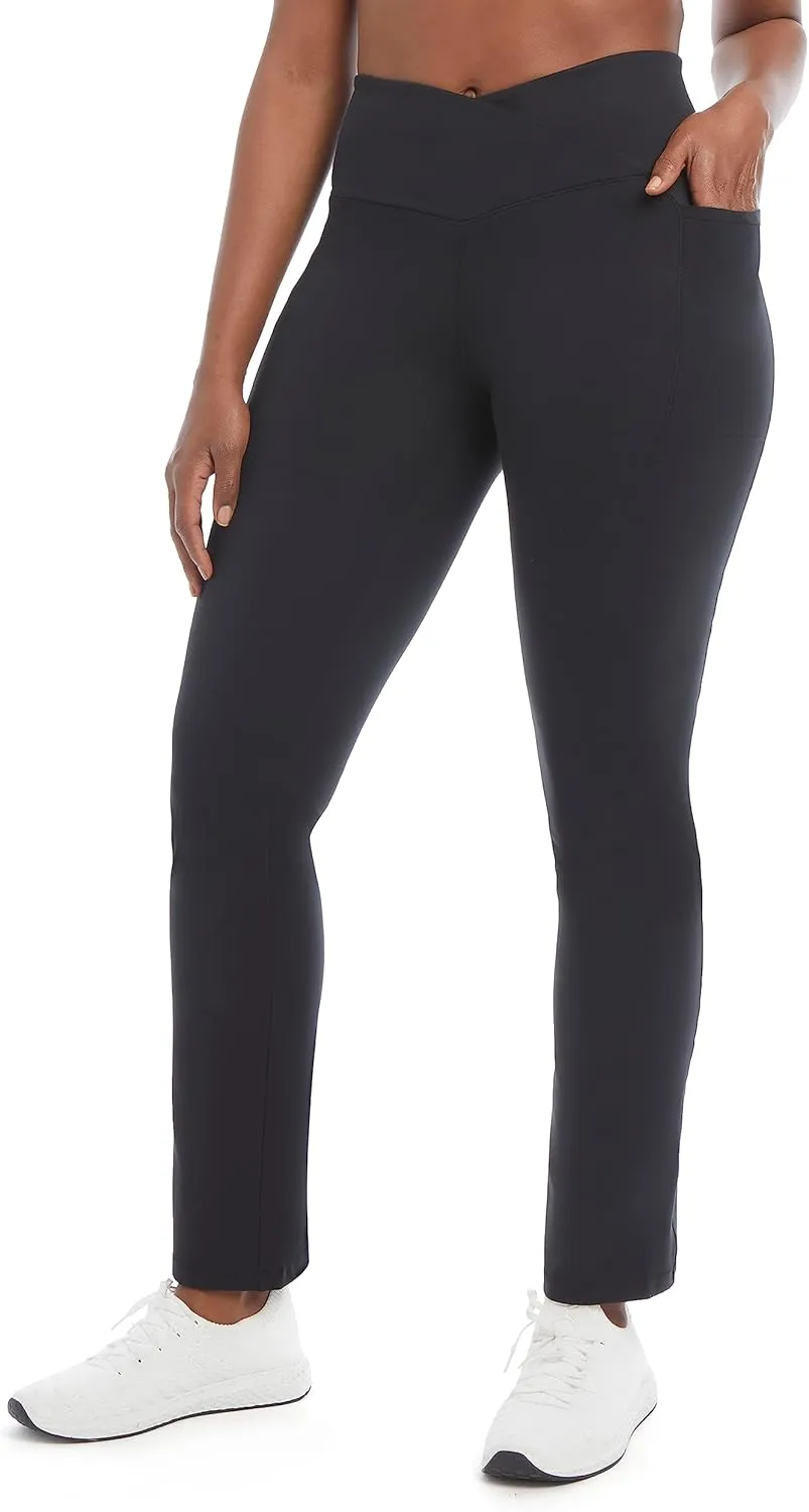 Danskin Women's Studio Cross Waist Flare Yoga Pant