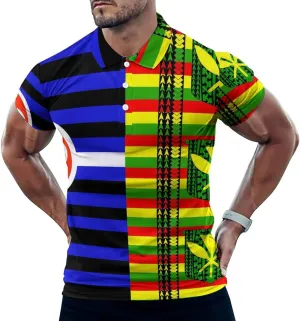 DDLG Pride Kanaka Maoli Flag Slim Fit Men's Short Sleeve Polo Shirts Quick-Dry Breathable Golf T-Shirt Tops