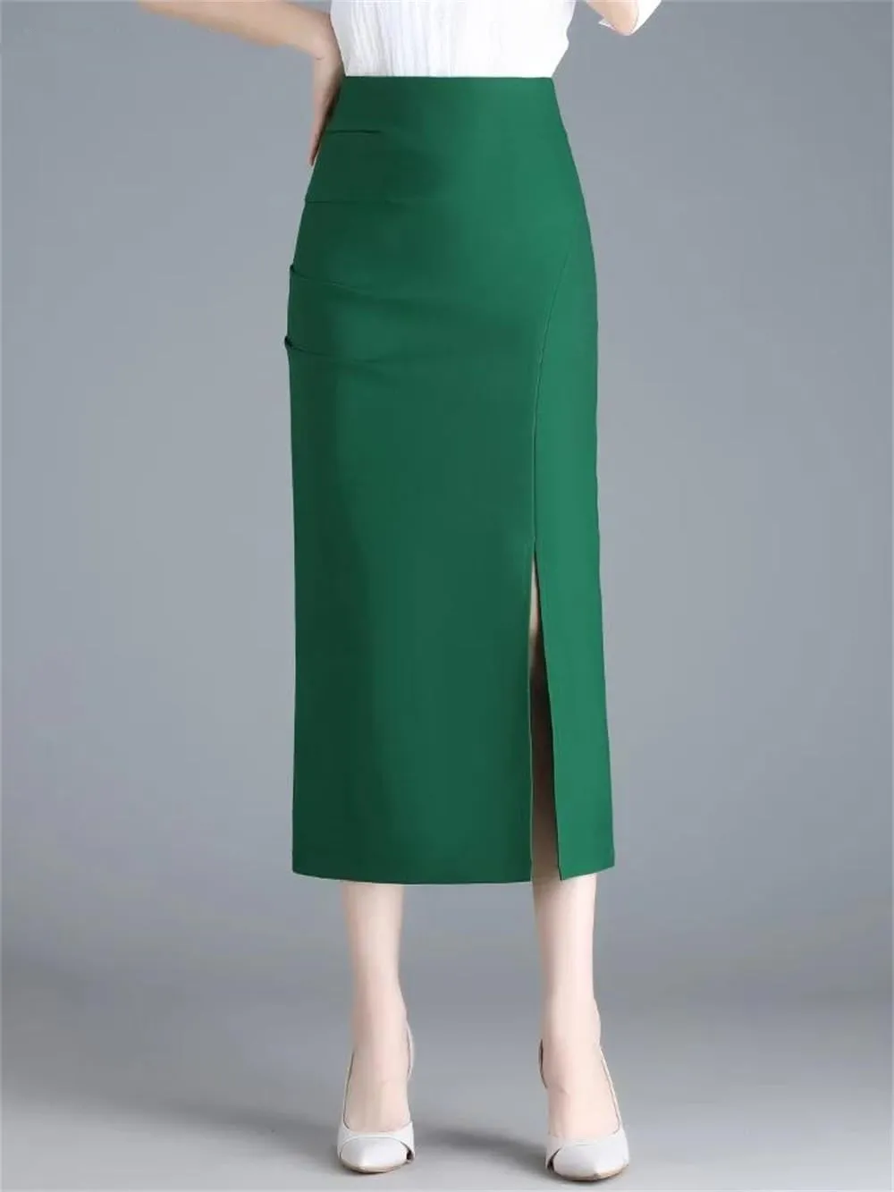 Dndrdhfb Women's Skirt Slim High Waist A-Line Long Skirt Stretch Professional Pencil Skirt