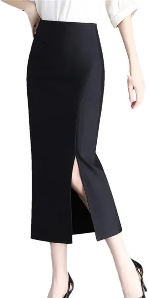 Dndrdhfb Women's Skirt Slim High Waist A-Line Long Skirt Stretch Professional Pencil Skirt