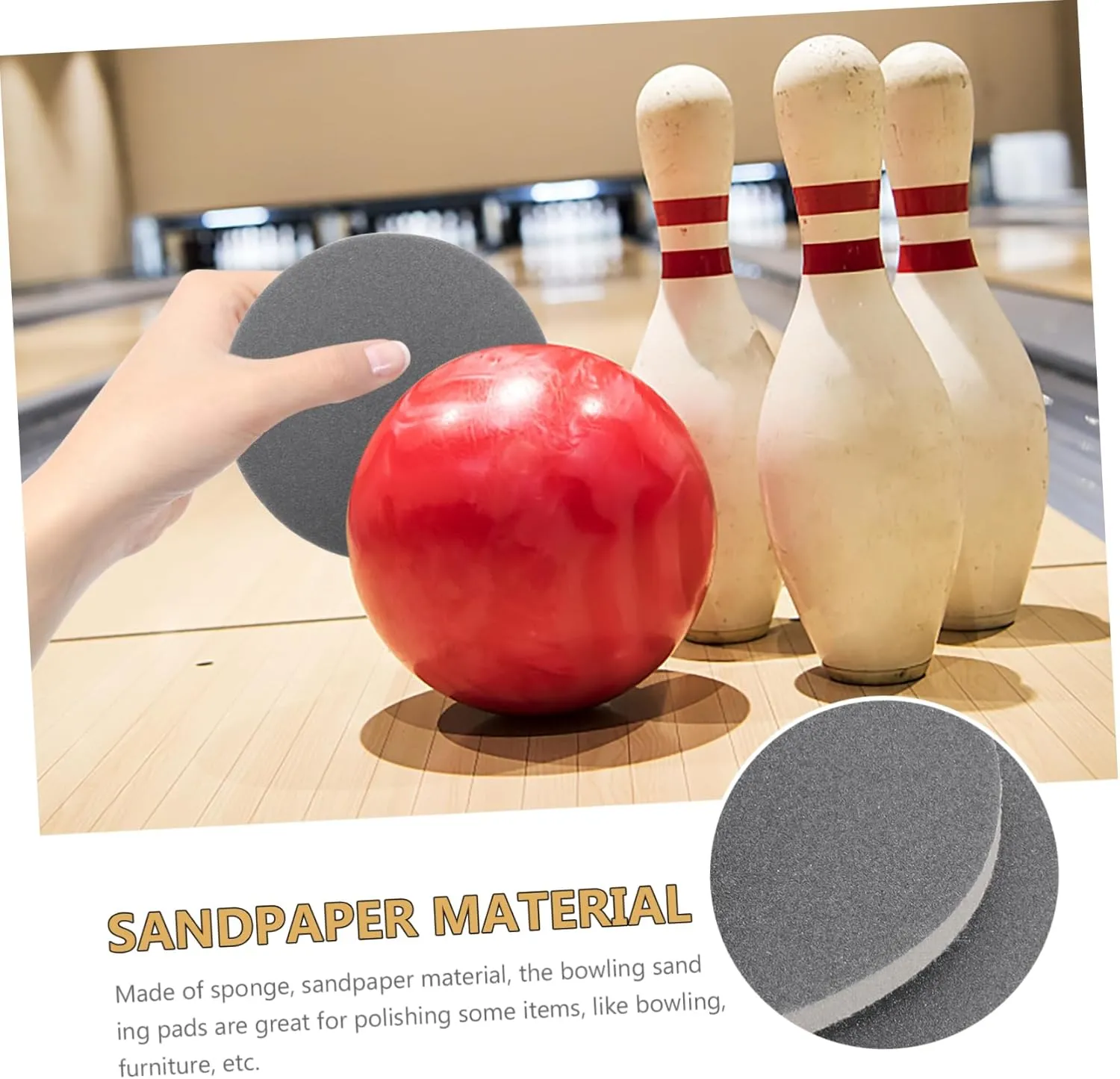 DOITOOL Professional Bowling Ball Polishing Pad 6-Piece Set Non-Abrasive Sandpaper Sponge