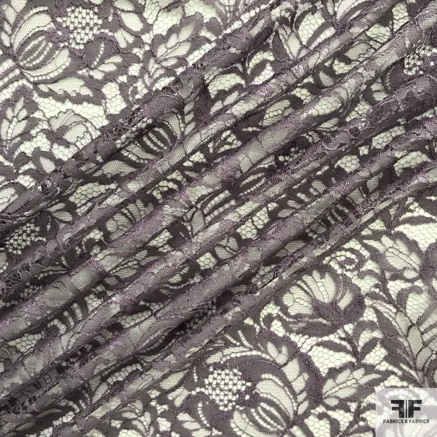 Double Scalloped Leavers Lace - Lavender