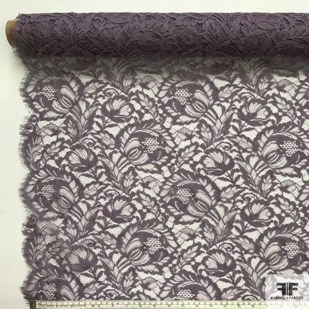 Double Scalloped Leavers Lace - Lavender