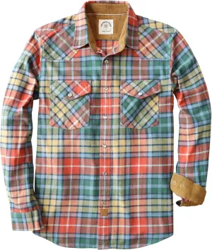 Dubinik Mens Flannel Shirts Long Sleeve Casual Cozy Pearl Snap Shirts for Men Western Cowboy Plaid Soft Pure Cotton