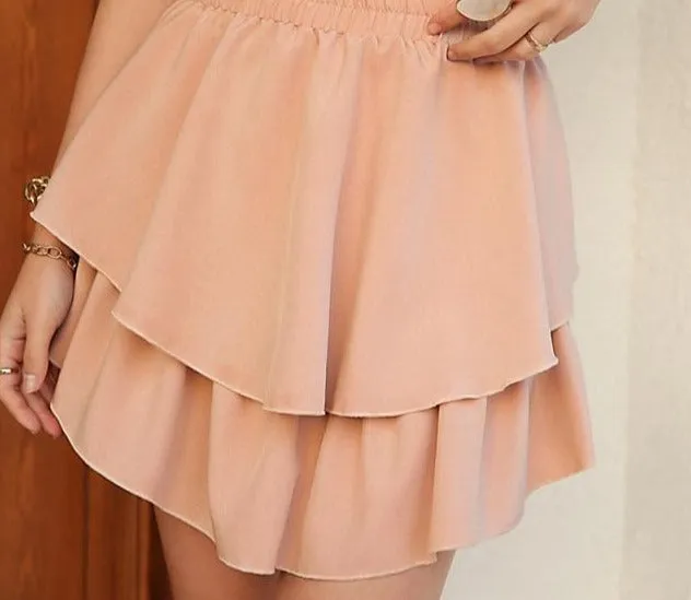 Elegant Polka Dot Ruffled A-Line Mini Skirt