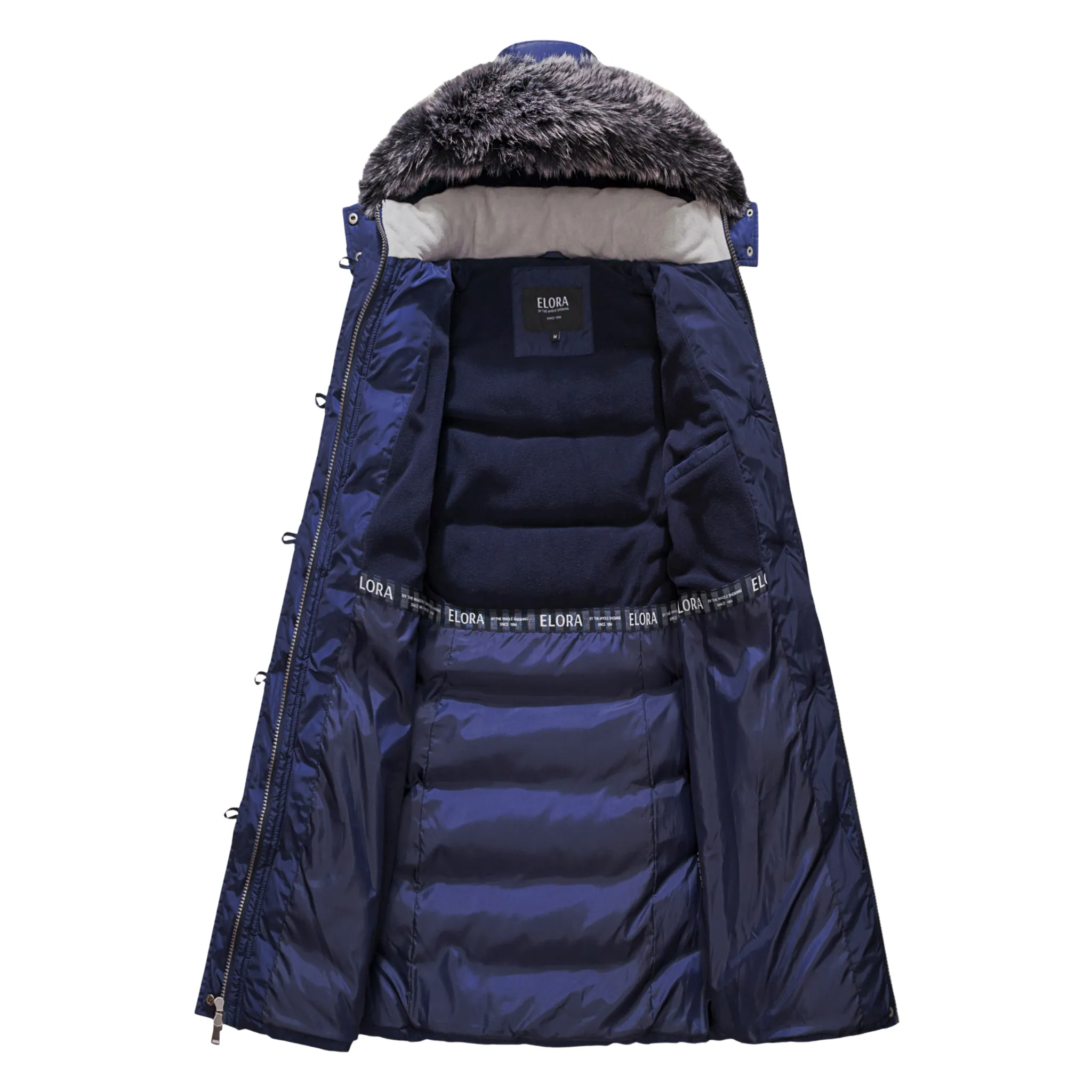 ELORA Women's Winter Vegan Down Puffer Parka Mid-Length Cargo Coat