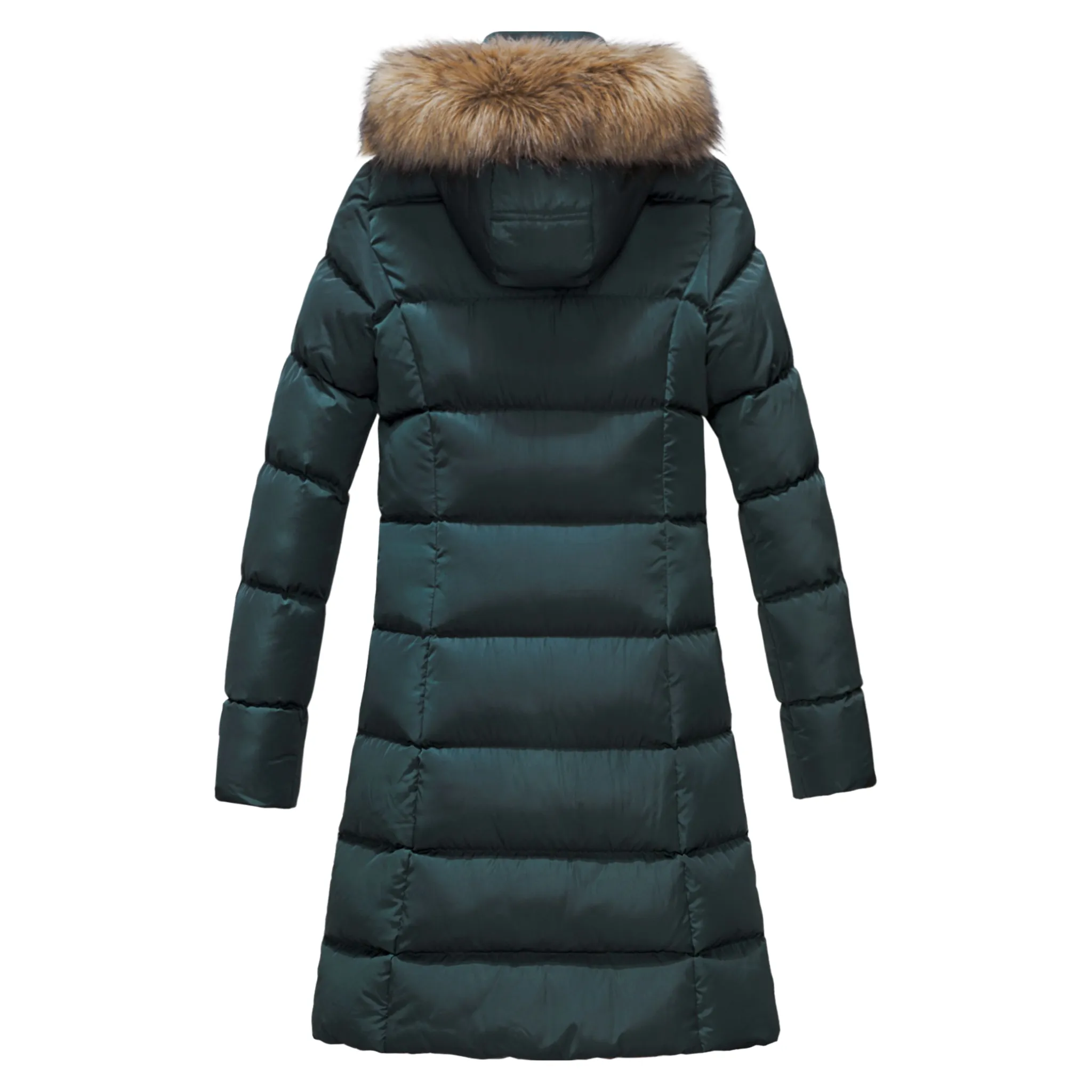 ELORA Women's Winter Vegan Down Puffer Parka Mid-Length Cargo Coat