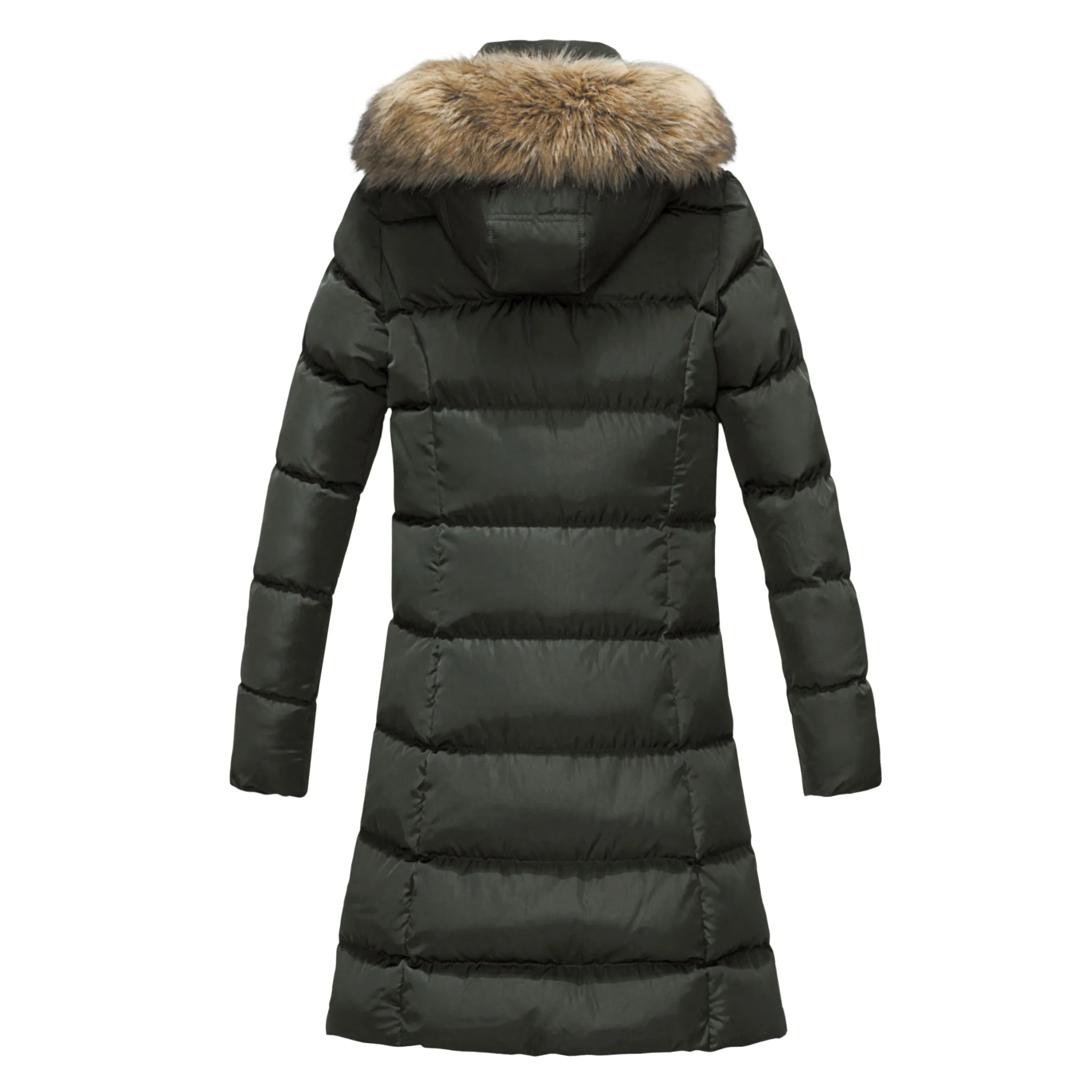 ELORA Women's Winter Vegan Down Puffer Parka Mid-Length Cargo Coat