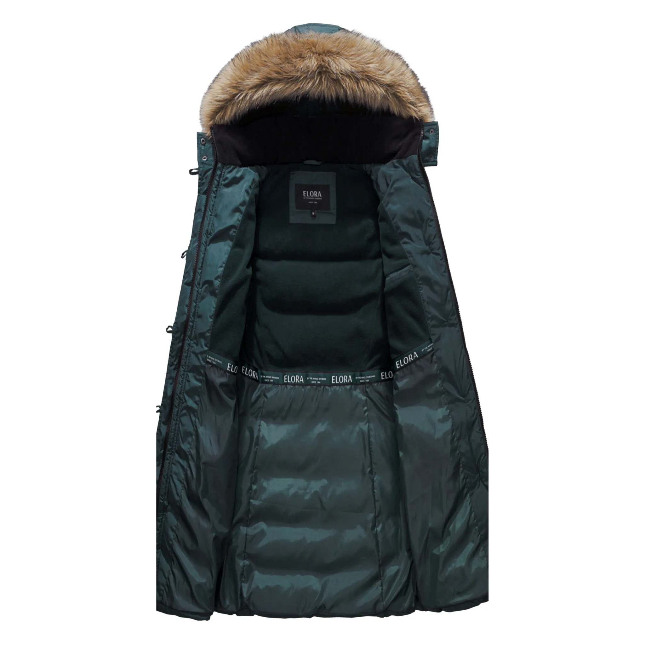 ELORA Women's Winter Vegan Down Puffer Parka Mid-Length Cargo Coat