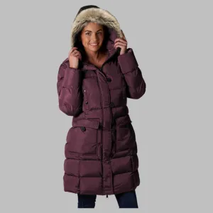 ELORA Women's Winter Vegan Down Puffer Parka Mid-Length Cargo Coat