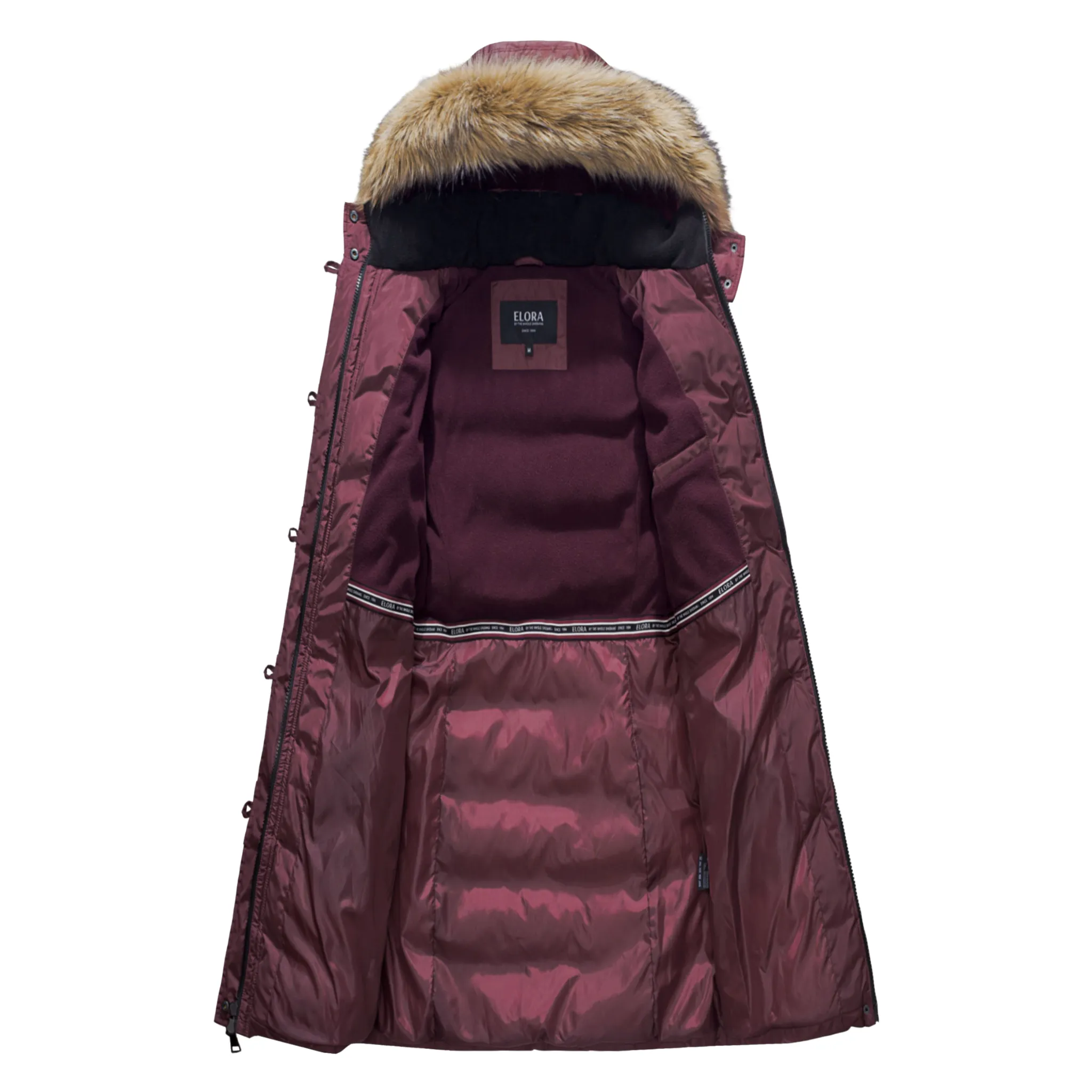 ELORA Women's Winter Vegan Down Puffer Parka Mid-Length Cargo Coat