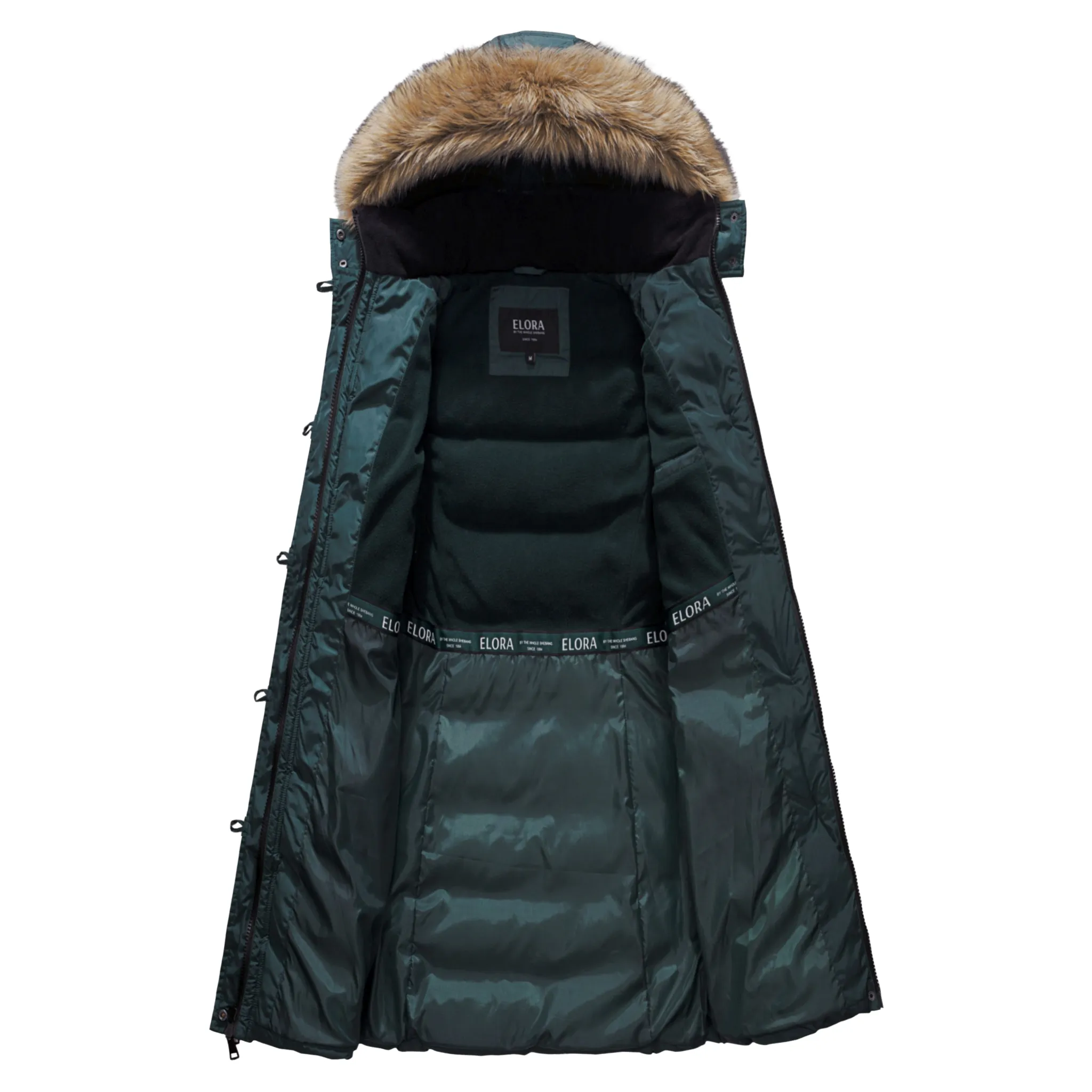 ELORA Women's Winter Vegan Down Puffer Parka Mid-Length Cargo Coat