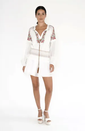 Embroidered Peasant Mini Dress
