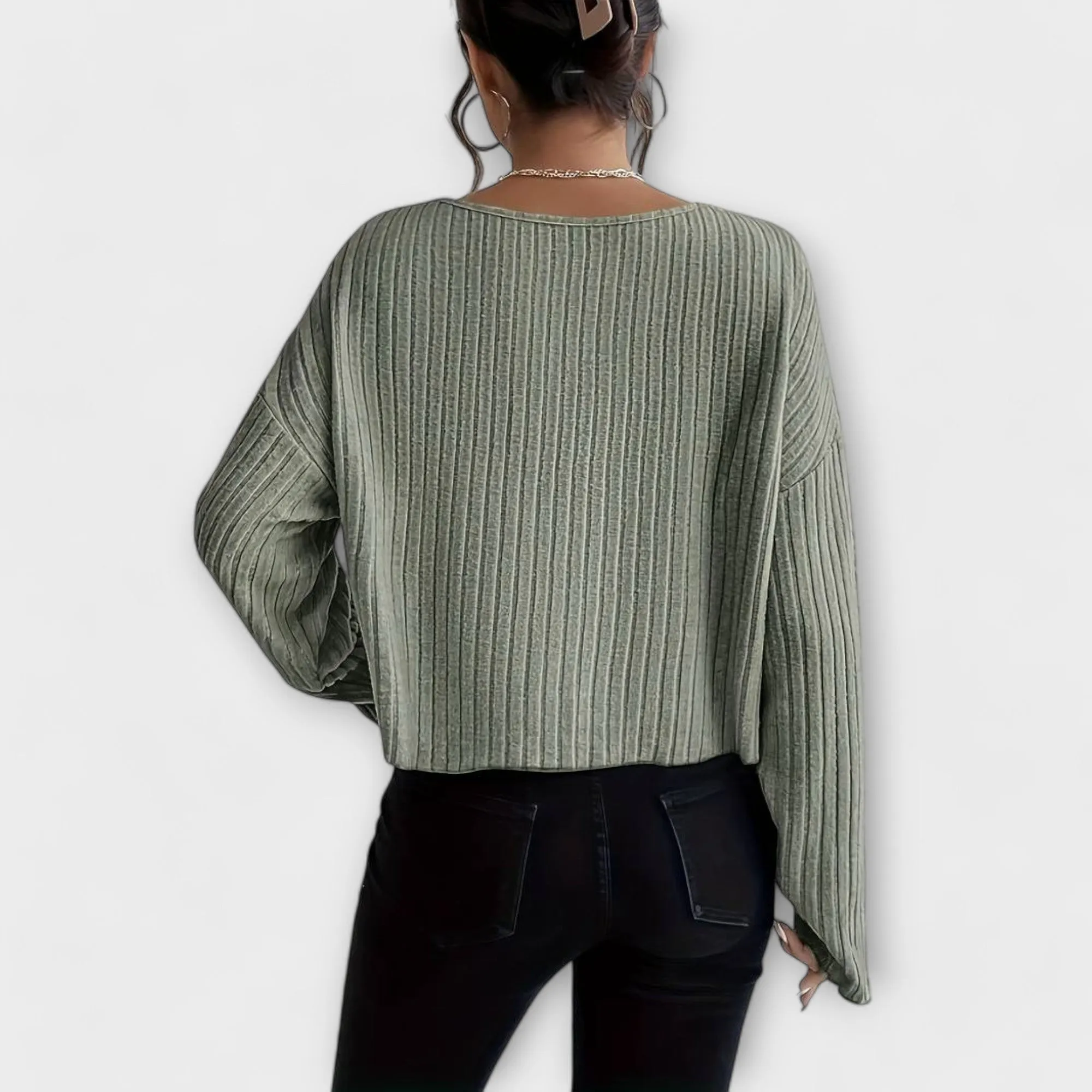 Emily Modern Ribbed T-Shirt with Round Neck