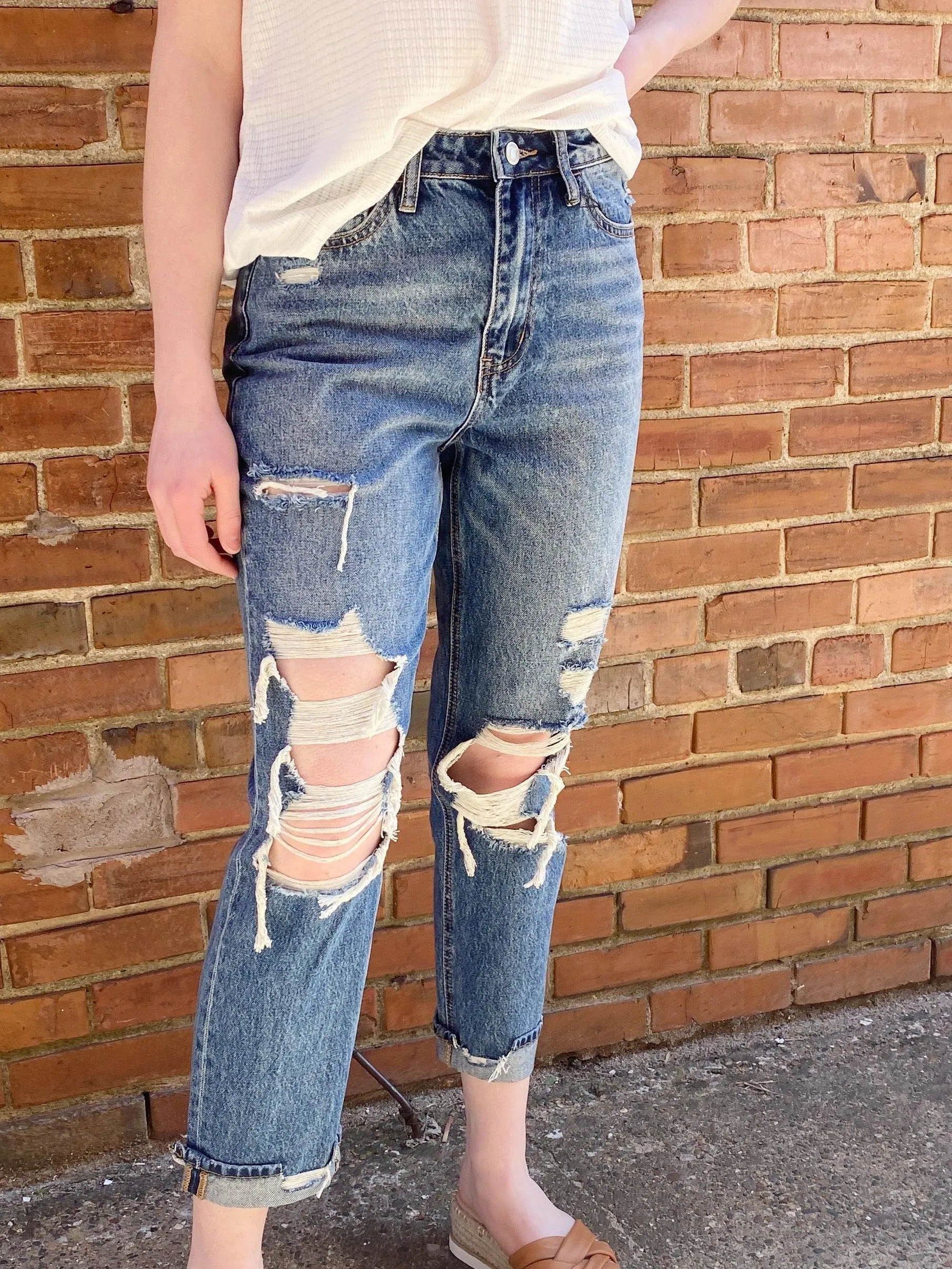Emma Distressed Mom Jeans