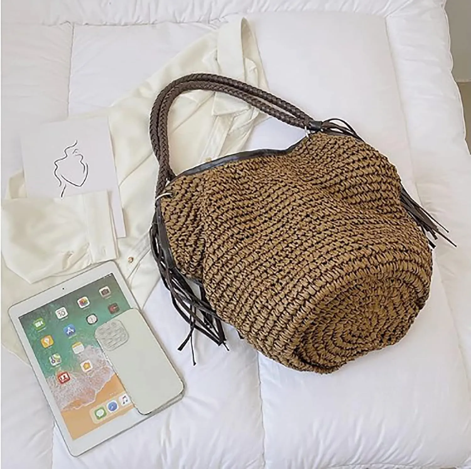Fashionable Small Straw Bag Summer Beach Natural Handbags Shoulder Bags