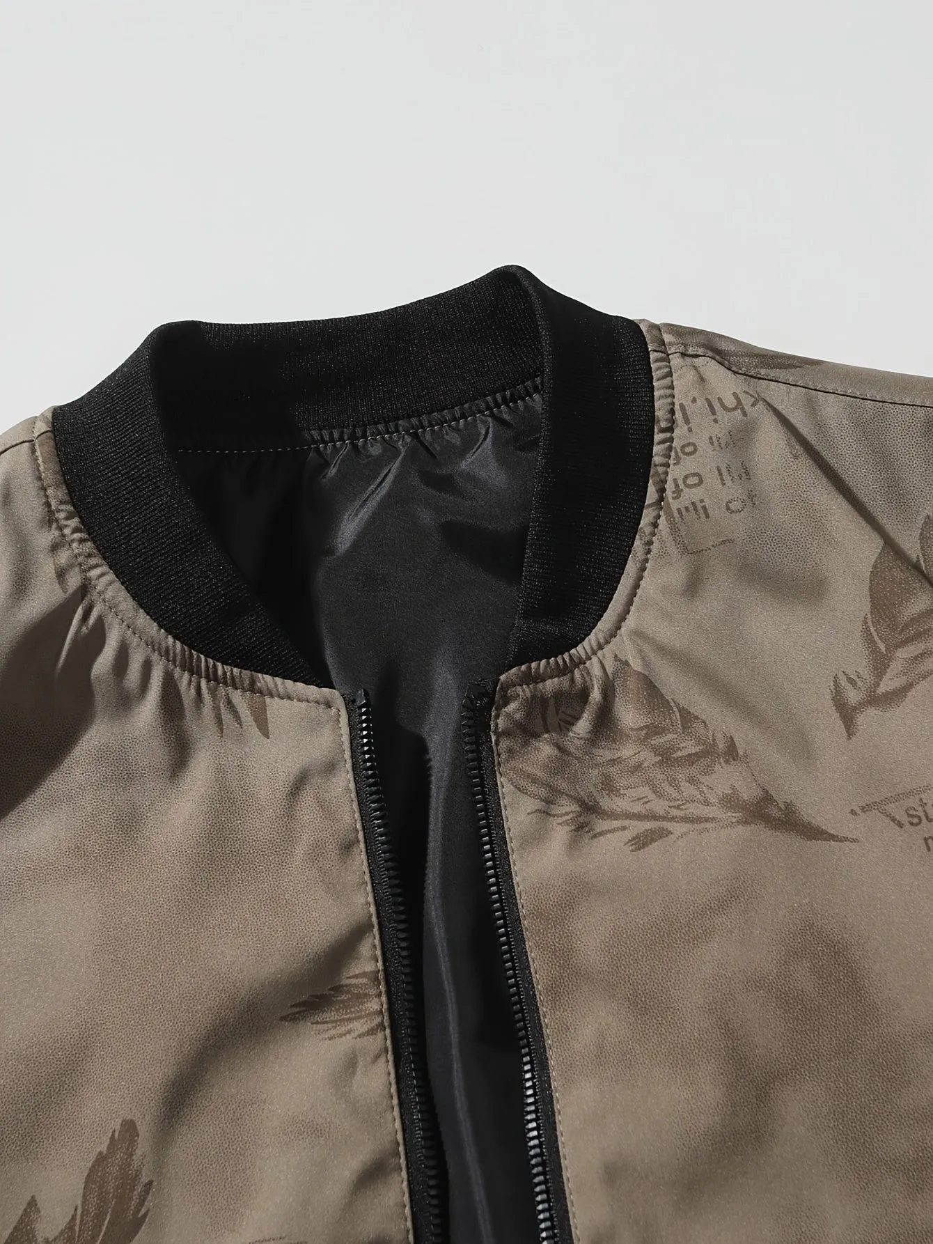 Feathers Pattern Allover Print Design Track Jacket, Men's Casual Baseball Collar Zip Up Jacket For Outdoor Wearing