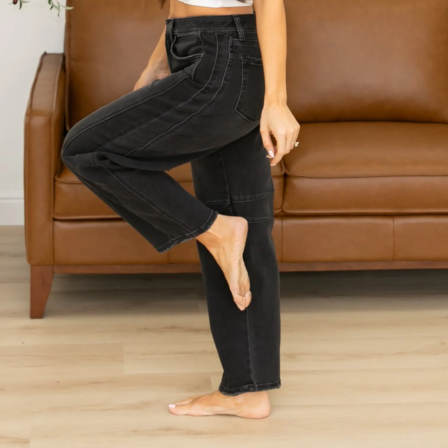 Flying Monkey Black High Rise Ankle Barrel Jeans