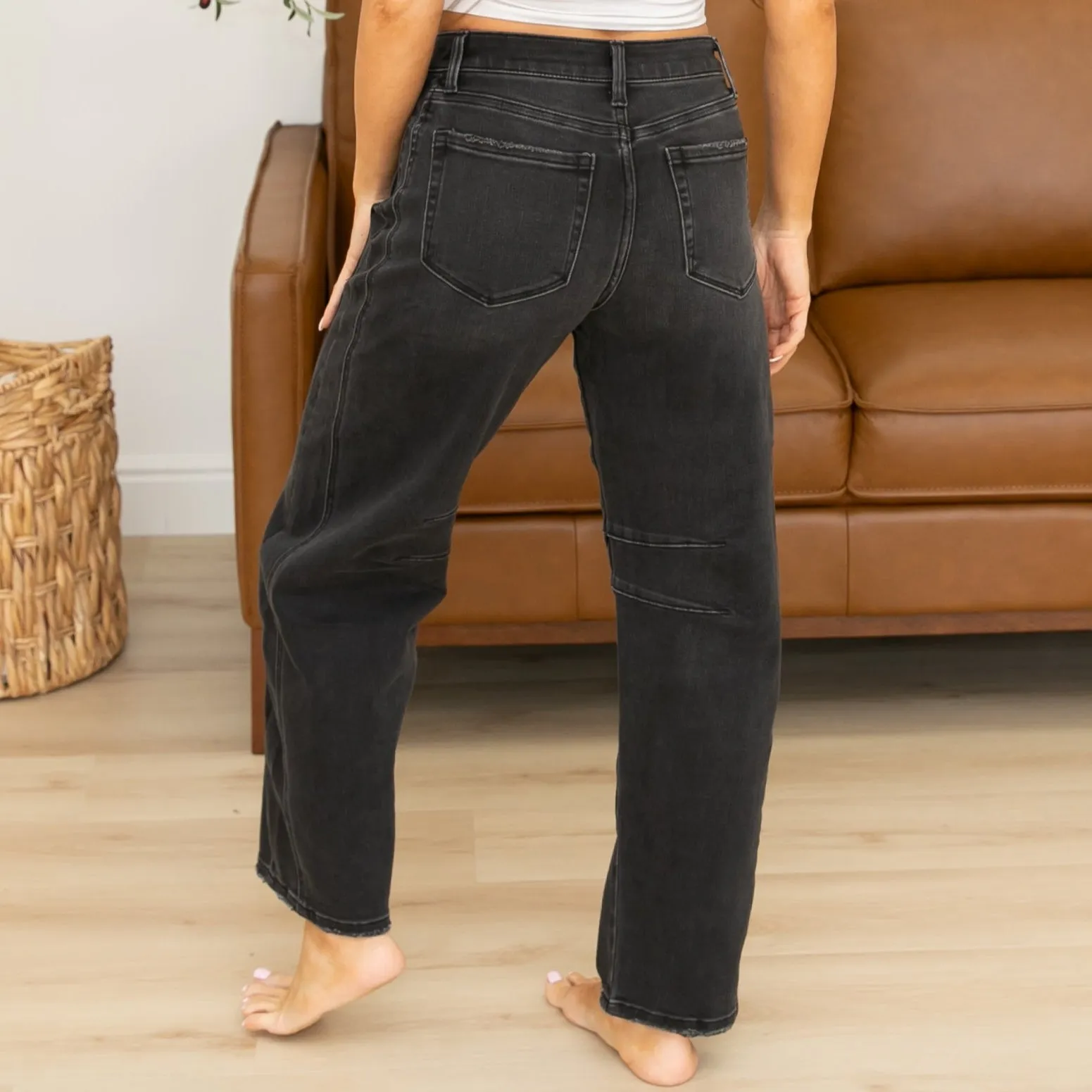 Flying Monkey Black High Rise Ankle Barrel Jeans