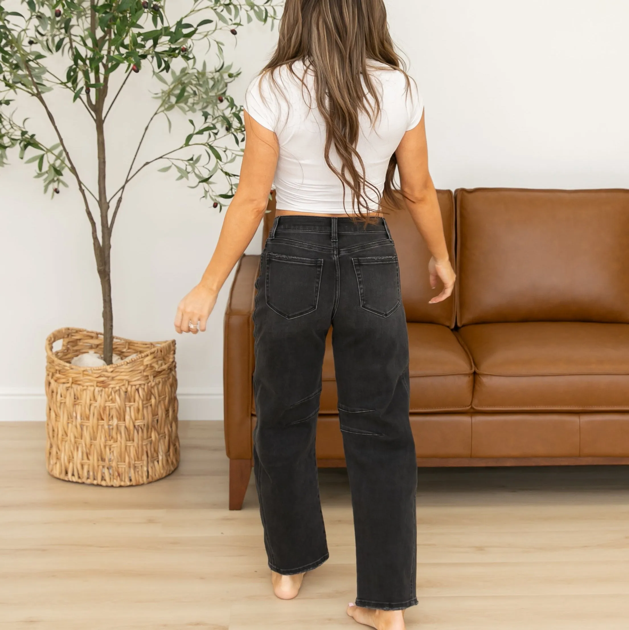 Flying Monkey Black High Rise Ankle Barrel Jeans