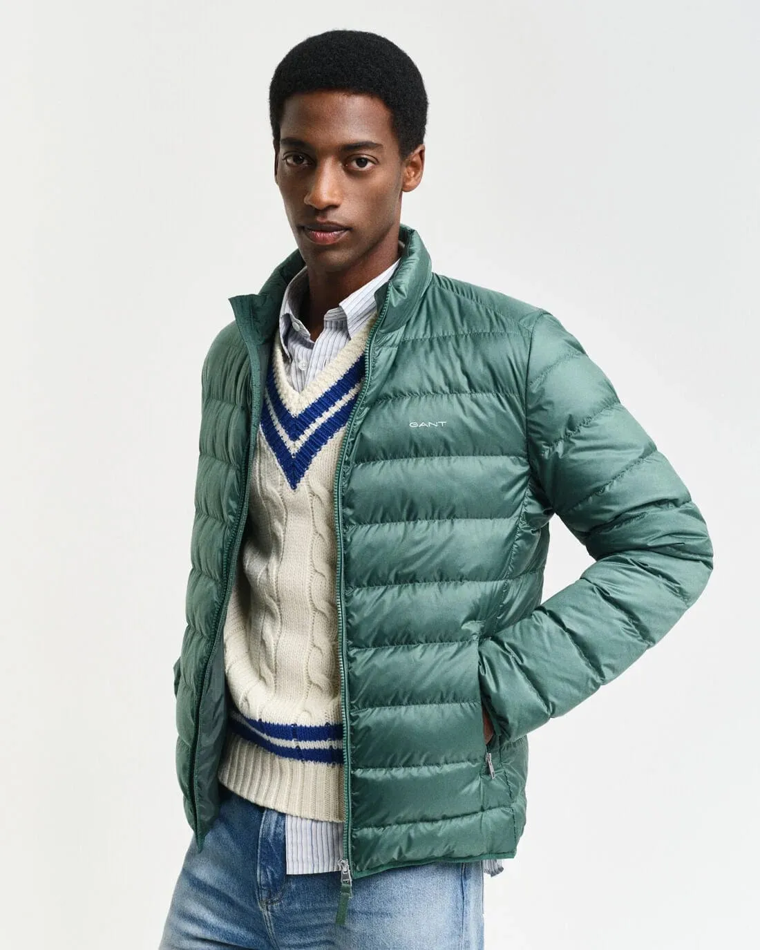 GANT Light Down Jacket in Woody Green