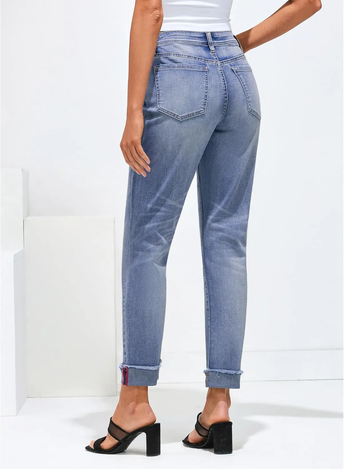 GRAPENT Jeans for Women Trendy High Waisted Slim Straight Leg Mom Jeans Stretchy Denim Pants Trouser Jeans with Pockets