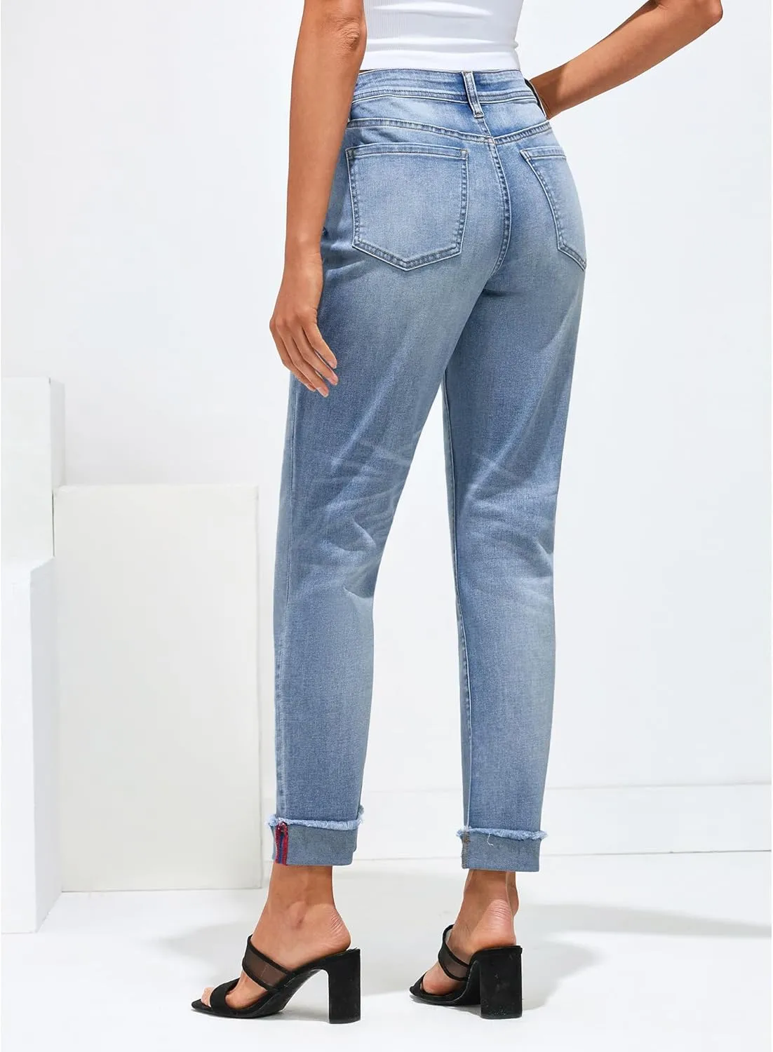 GRAPENT Jeans for Women Trendy High Waisted Slim Straight Leg Mom Jeans Stretchy Denim Pants Trouser Jeans with Pockets